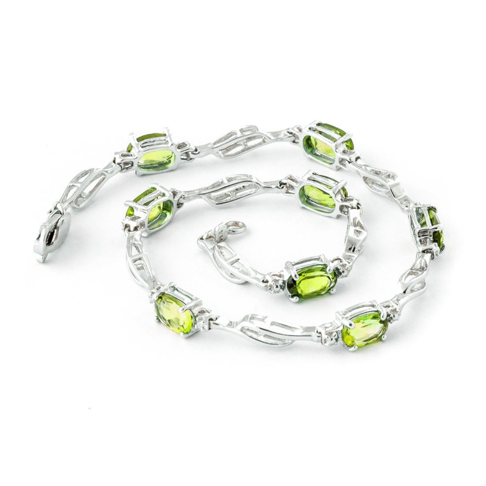14K. SOLID GOLD BRACELET WITH PERIDOT & DIAMOND
